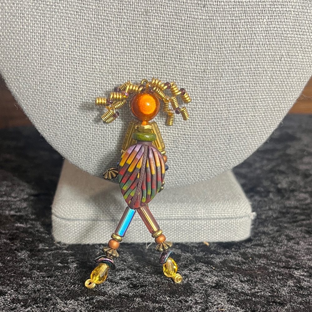 Vintage Moonbabies Figure Stick Pin featuring Artisan Bead and Wirework